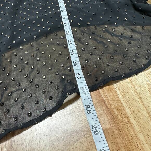 Torrid Black & Gold Foil Textured Dot Chiffon Bell Sleeve Sheer Top Size 0X - Picture 10 of 10